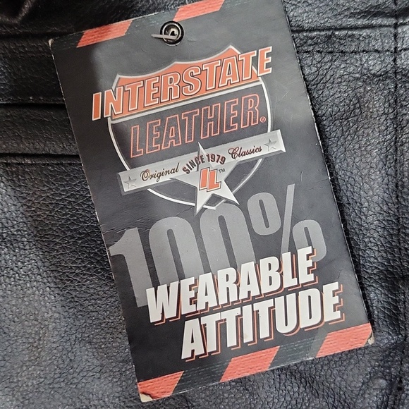 NWT Interstate Leather leather basic classic scooter motorcycle biker jacket coa - Picture 9 of 15